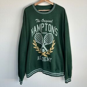 The Original Hampton Academy Tennis Green Crewneck Goodie Two Sleeves Size XXL